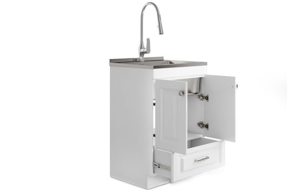 Simpli Home All-In-One 24 Inch Laundry Utility Sink And Cabinet