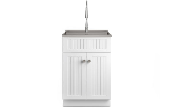 Simpli Home All-In-One 24 Inch Laundry Utility Sink And Cabinet