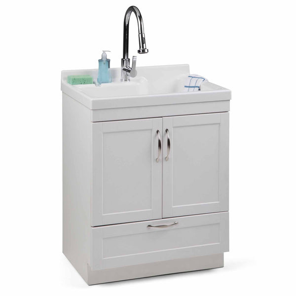 Simpli Home All-In-One 28 Inch Laundry Utility Sink And Cabinet With ABS Sink