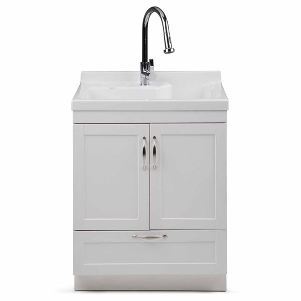 Simpli Home All-In-One 28 Inch Laundry Utility Sink And Cabinet With ABS Sink
