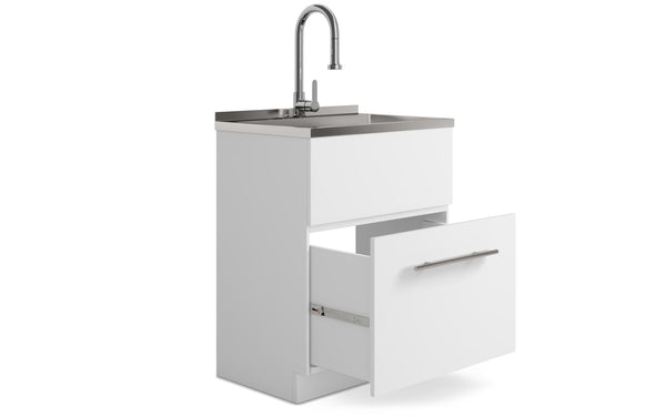 Simpli Home All-In-One 28 Inch Laundry Utility Sink And Cabinet