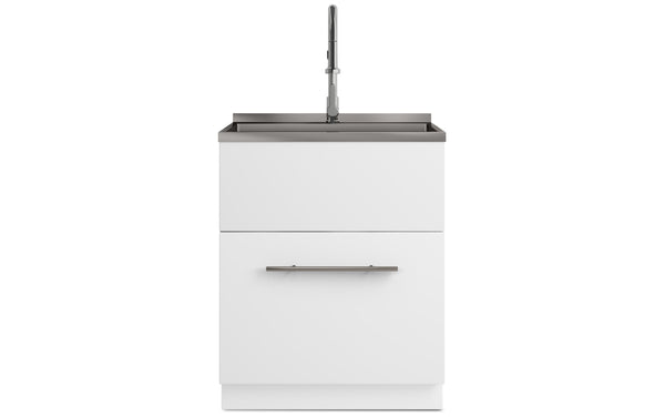 Simpli Home All-In-One 28 Inch Laundry Utility Sink And Cabinet