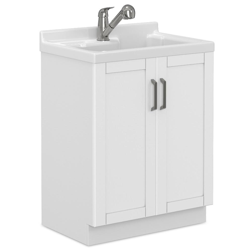 simpli home All-In-One 28-inch Laundry Utility Sink and Cabinet with ABS Sink