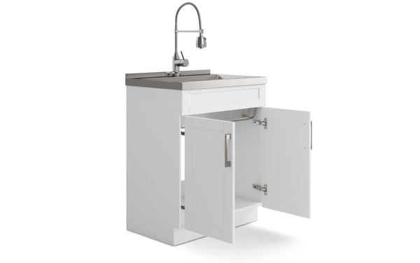 Simpli Home All-In-One 28 Inch Laundry Utility Sink And Cabinet