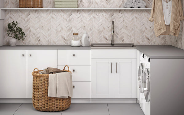 Simpli Home All-In-One 28-inch Laundry Utility Sink And Cabinet