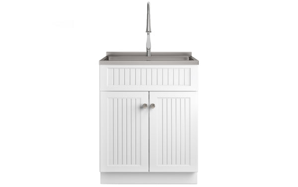 Simpli Home All-In-One 28 Inch Laundry Utility Sink And Cabinet