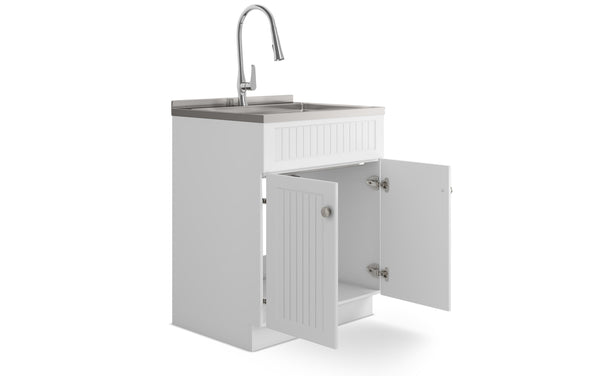 Simpli Home All-In-One 28 Inch Laundry Utility Sink And Cabinet