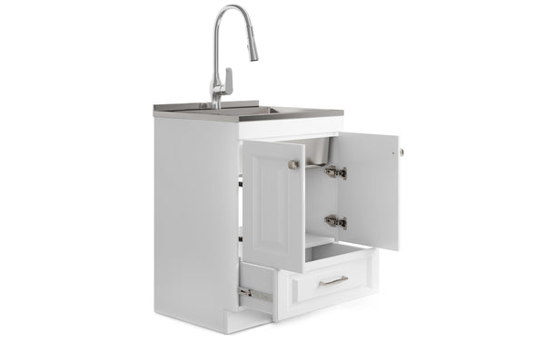 Simpli Home All-In-One 28 Inch Laundry Utility Sink And Cabinet