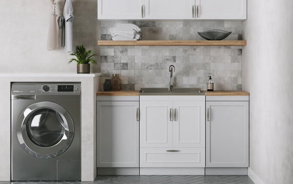 Simpli Home All-In-One 28 Inch Laundry Utility Sink And Cabinet