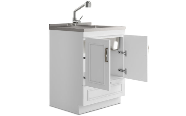 Simpli Home All-In-One 28 Inch Laundry Utility Sink And Cabinet