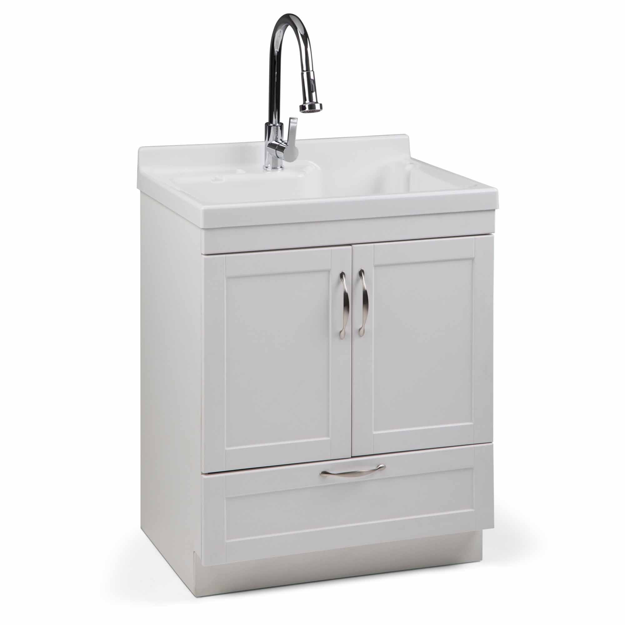 simpli home All-In-One 28 inch Laundry Utility Sink and Cabinet with ABS Sink