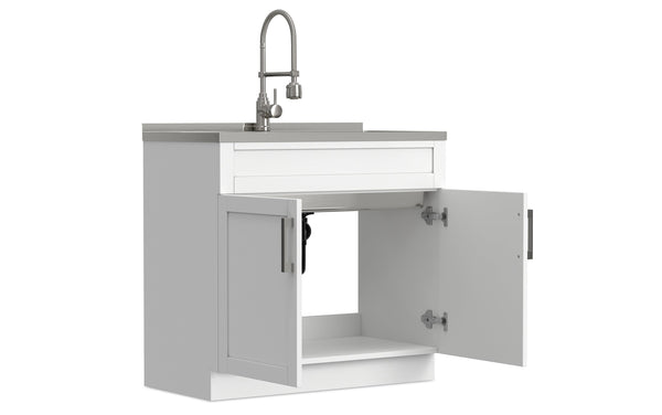 Simpli Home All-In-One 36-inch Laundry Utility Sink And Cabinet