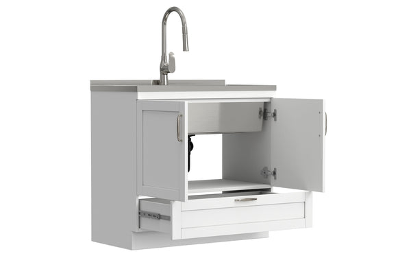 Simpli Home All-In-One 36-inch Laundry Utility Sink And Cabinet