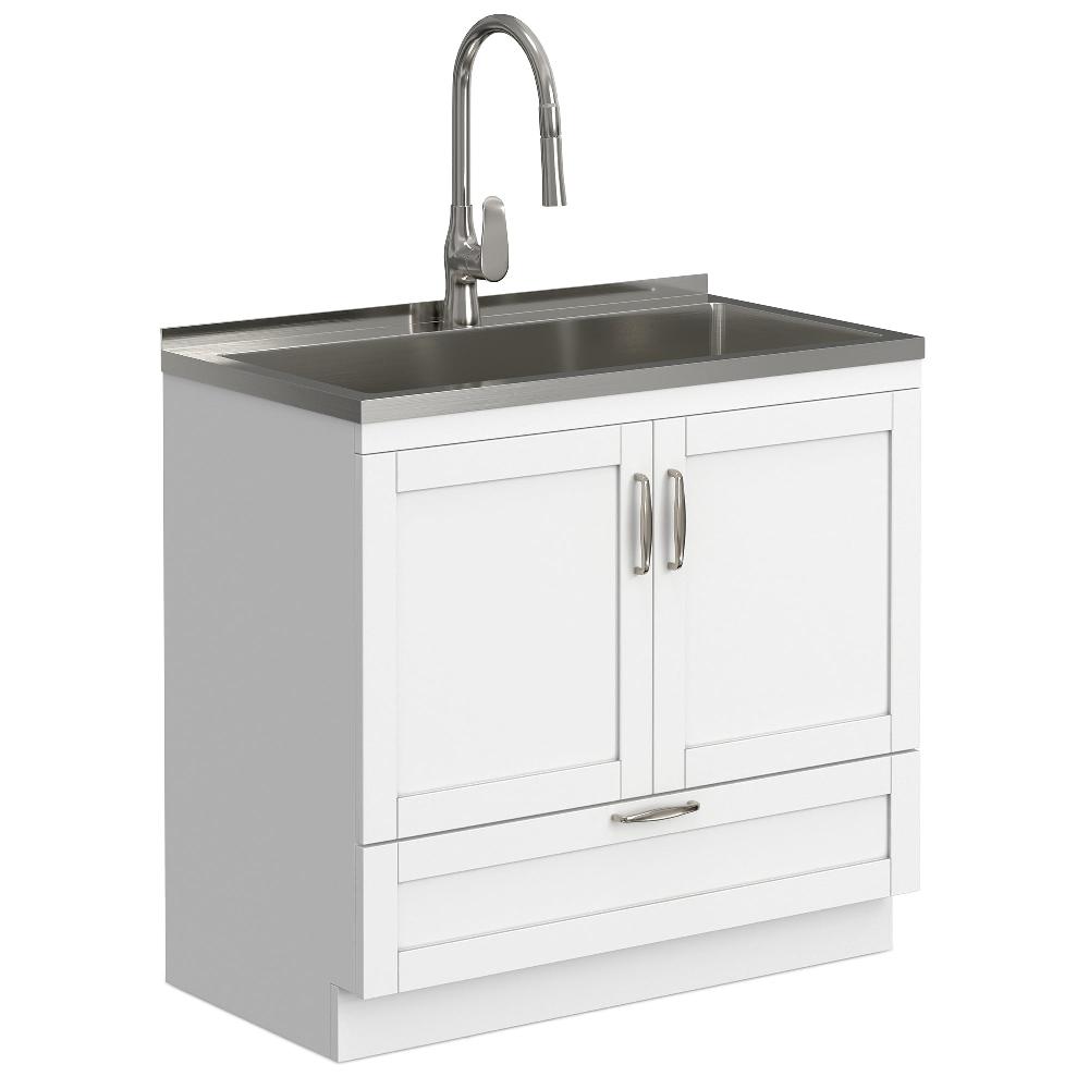 simpli home All-In-One 36-inch Laundry Utility Sink and Cabinet