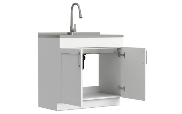 Simpli Home All-In-One 36-inch Laundry Utility Sink And Cabinet