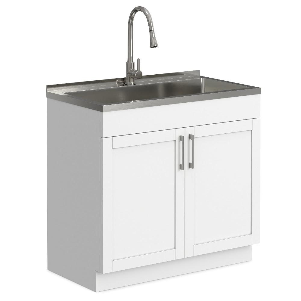simpli home All-In-One 36-inch Laundry Utility Sink and Cabinet