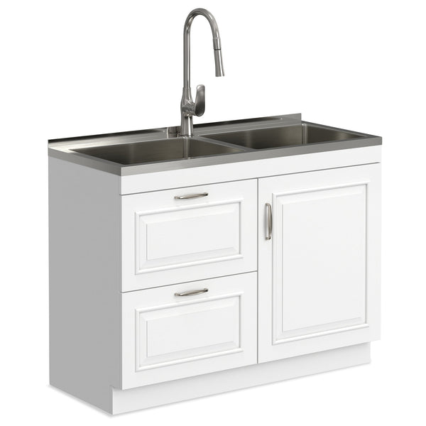 Simpli Home All-In-One 46-inch Laundry Utility Sink And Cabinet