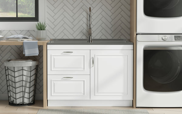 Simpli Home All-In-One 46-inch Laundry Utility Sink And Cabinet