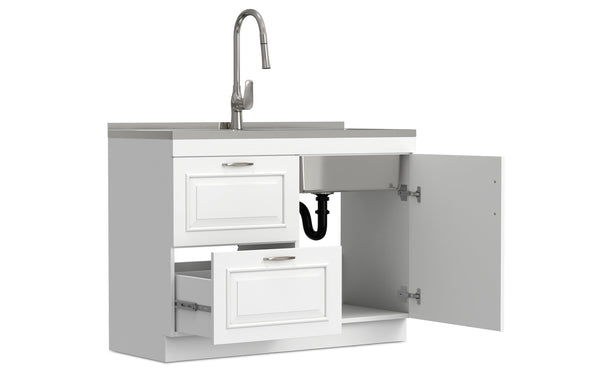 Simpli Home All-In-One 46-inch Laundry Utility Sink And Cabinet