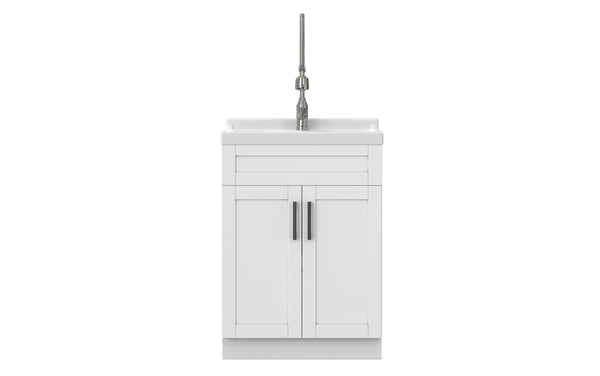 Simpli Home All-In-One Deluxe 24-inch Laundry Utility Sink And Cabinet With ABS Sink