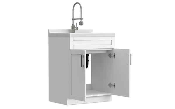 Simpli Home All-In-One Deluxe 28-inch Laundry Utility Sink And Cabinet With ABS Sink
