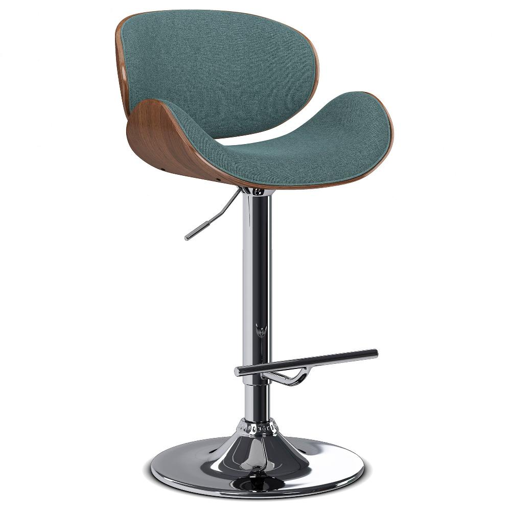 simpli home Bentwood Adjustable Swivel Bar Stool in Light Turquoise Blue