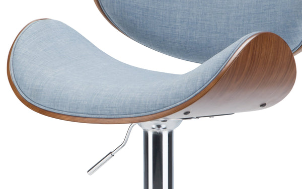 Simpli Home Bentwood Adjustable Swivel Bar Stool In Linen Style Fabric