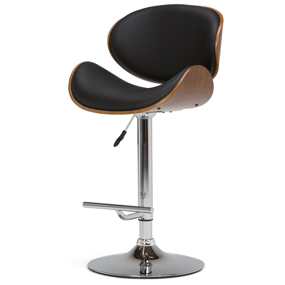 simpli home Bentwood Adjustable Swivel Bar Stool in Vegan Leather