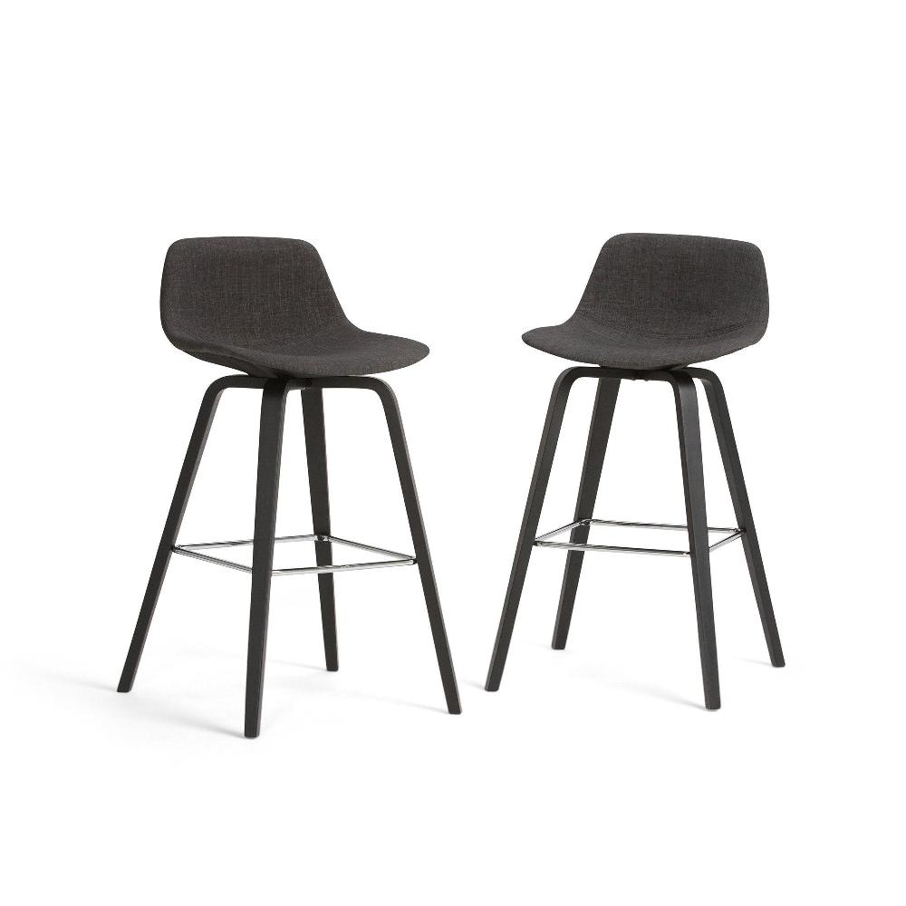 simpli home Bentwood Counter Height Stool (Set of 2) in Black Leg Color