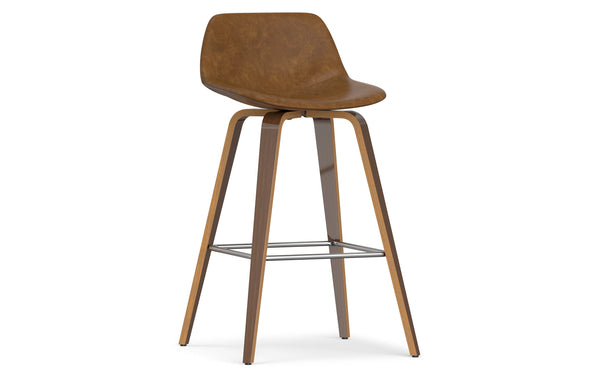 Simpli Home Bentwood Counter Height Stool (Set Of 2) In Deep Tan