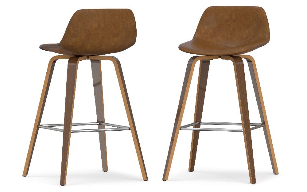 simpli home Bentwood Counter Height Stool (Set of 2) in Deep Tan