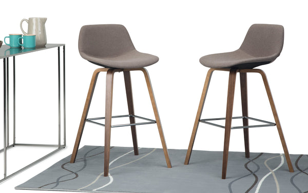 Simpli Home Bentwood Counter Height Stool (Set Of 2) In Woven Fabric