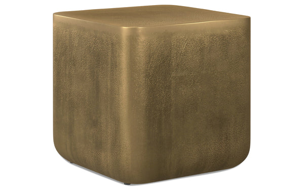 Simpli Home Cast Aluminum Side Table In Antique Brass
