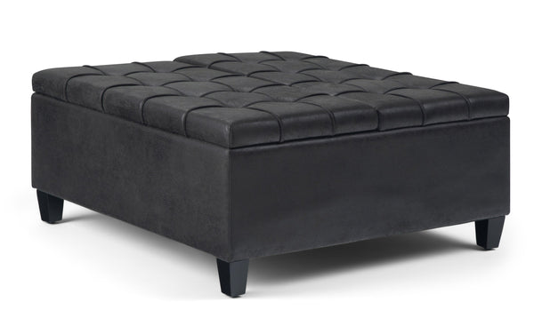 Simpli Home Coffee Table Ottoman In Distressed Vegan Leather