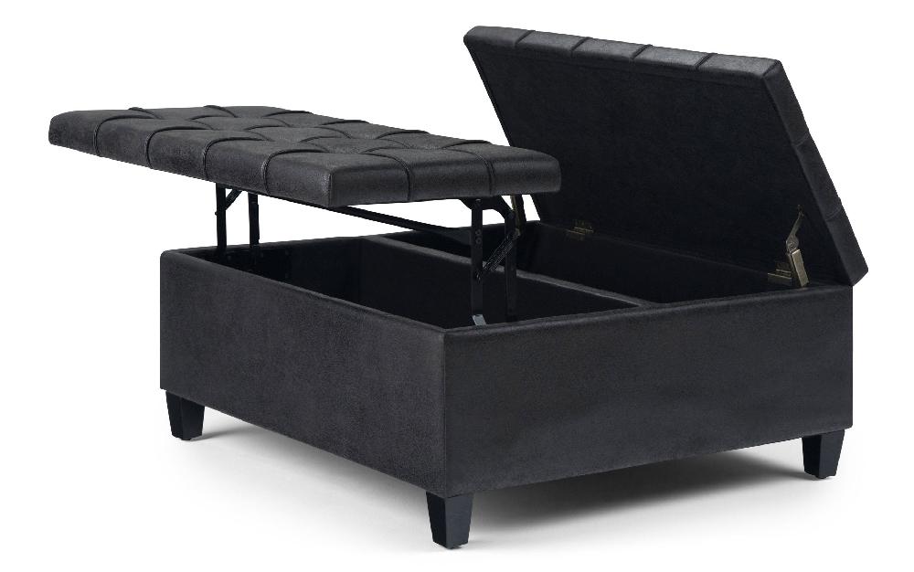 simpli home Coffee Table Ottoman in Distressed Vegan Leather