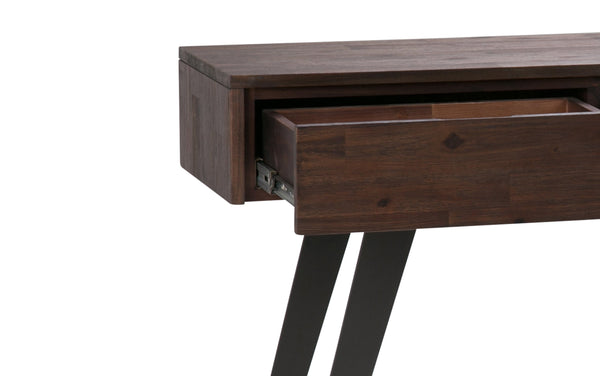 Simpli Home Console Sofa Table In Distressed Charcoal Brown