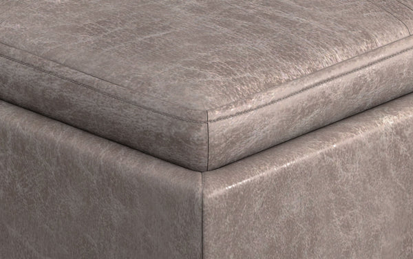 Simpli Home Cube Storage Ottoman In Distressed Vegan Leather