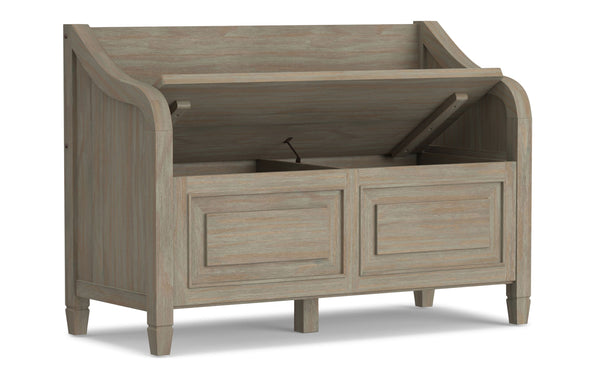 Simpli Home Entryway Storage Bench In Distressed Grey