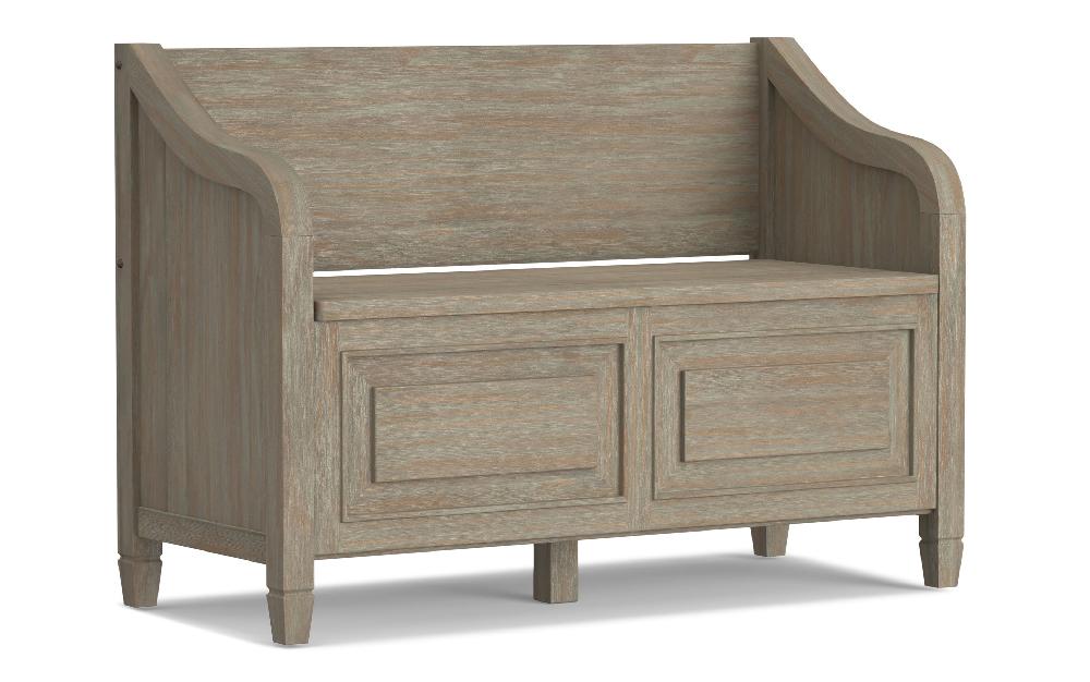 simpli home Entryway Storage Bench in Distressed Grey