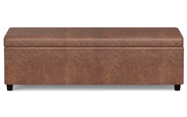 Simpli Home Extra Large Storage Ottoman In Distressed Vegan Leather