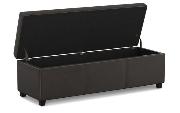 Simpli Home Extra Large Storage Ottoman In Vegan Leather