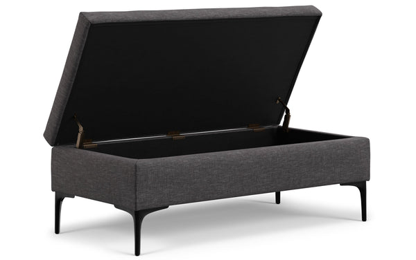 Simpli Home Large Coffee Table Storage Ottoman With Lift Up Lid In Linen
