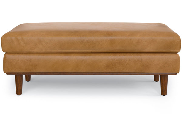 Simpli Home Large Rectangular Ottoman In Genuine Leather
