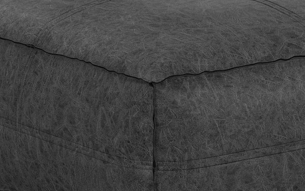 Simpli Home Large Square Coffee Table Pouf In Distressed Vegan Leather