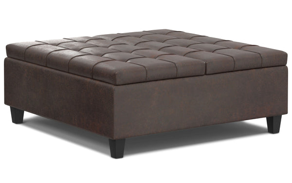 Simpli Home Large Square Coffee Table Storage Ottoman