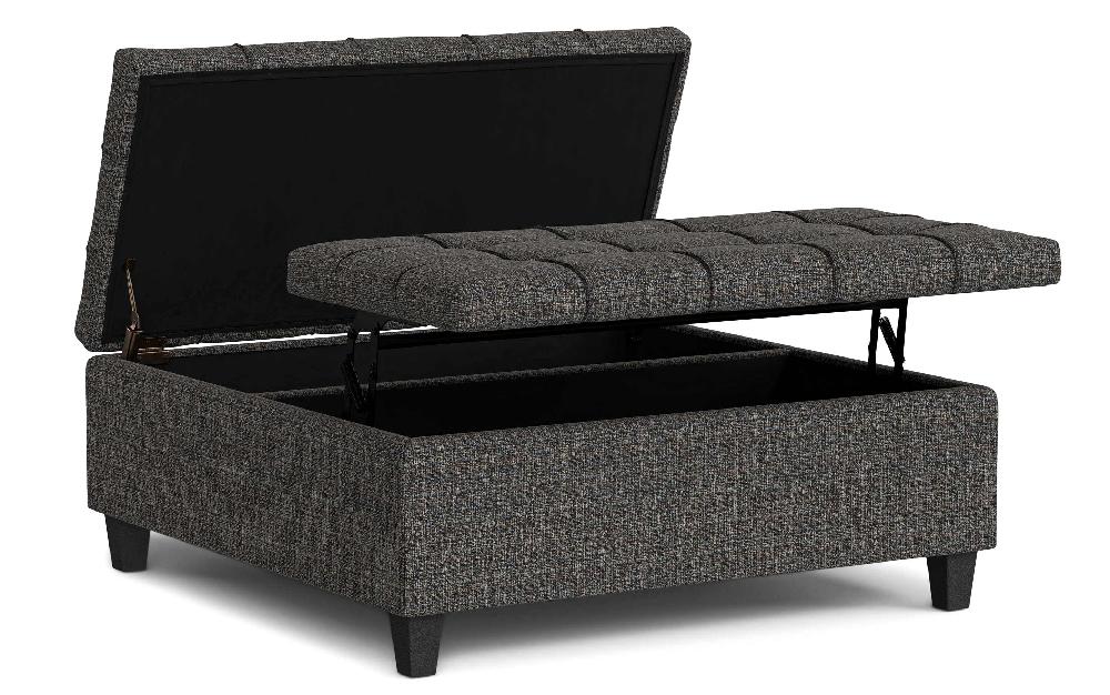 simpli home Large Square Coffee Table Storage Ottoman in Tweed Style Fabric simpli home Large Square Coffee Table Storage Ottoman in Tweed Style Fabric