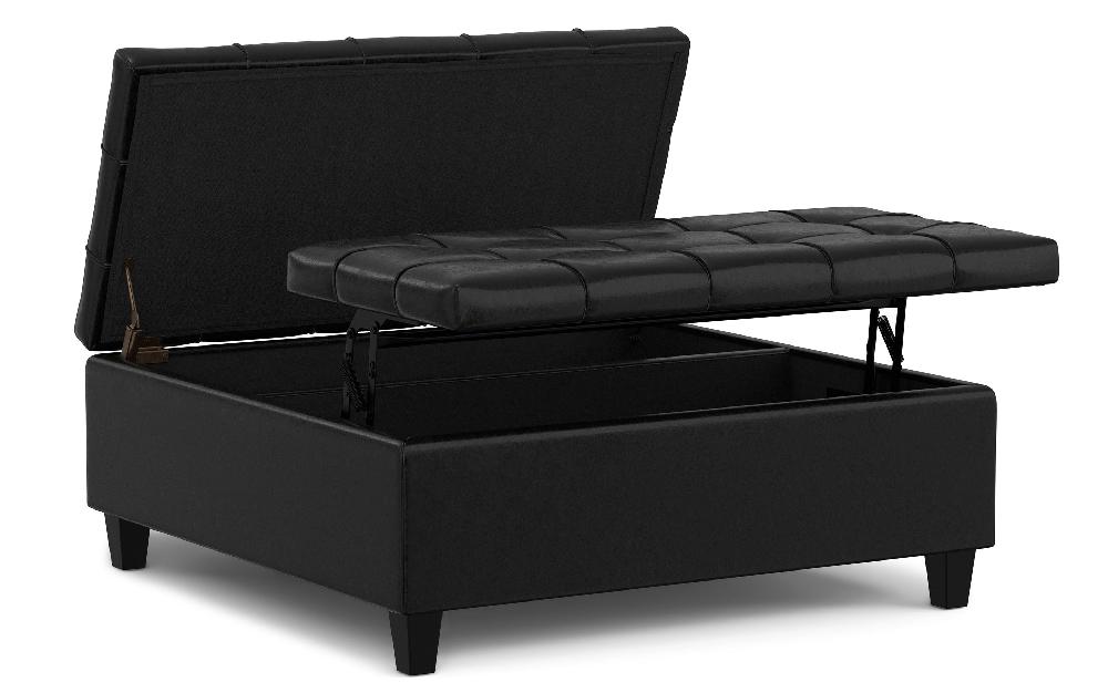 simpli home Large Square Coffee Table Storage Ottoman in Vegan Leather simpli home Large Square Coffee Table Storage Ottoman in Vegan Leather