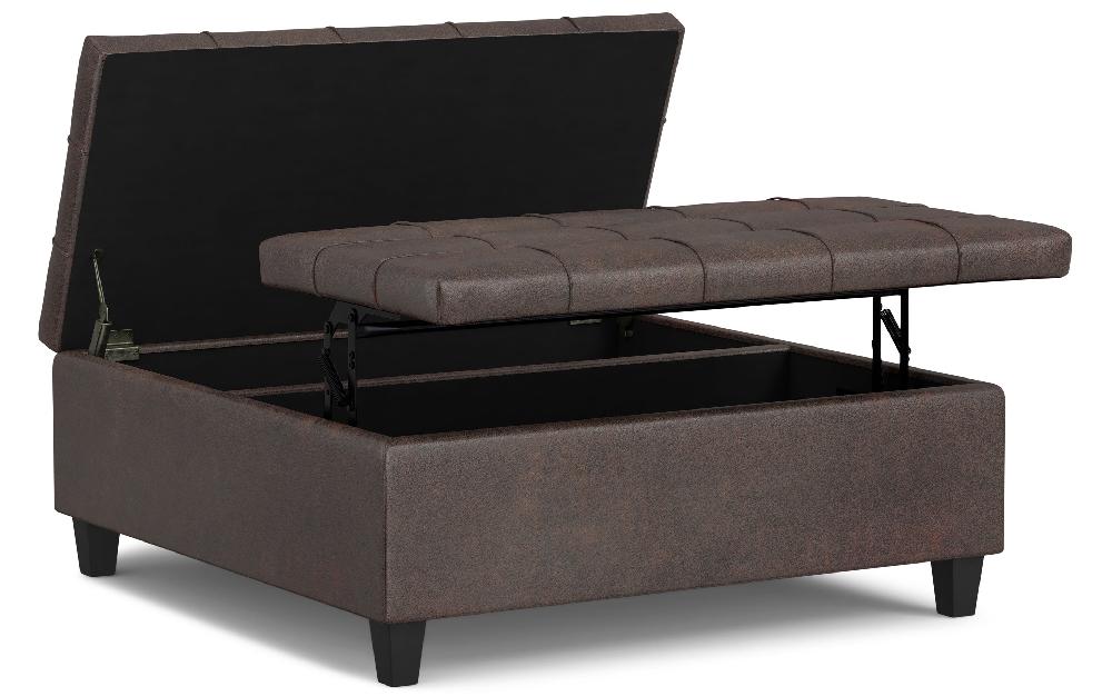 simpli home Large Square Coffee Table Storage Ottoman