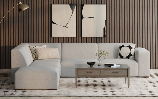 Simpli Home Left Sectional Sofa And Ottoman In Performance Fabric