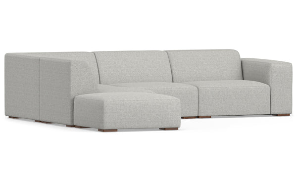 Simpli Home Left Sectional Sofa And Ottoman In Performance Fabric